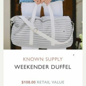 Brand New Striped Known Supply Weekender Duffle